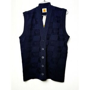 A+ by SAI Mens Navy‎ Blue V-Neck Knit Vest Cardigan Sweater Small 4911 PCNVY